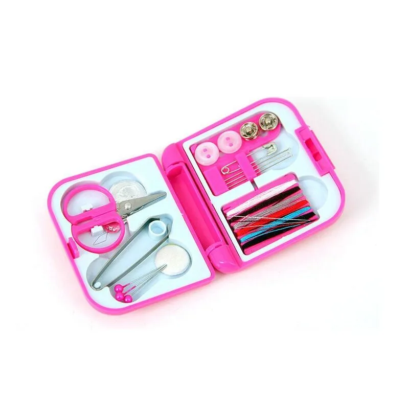 Portable Travel Sewing Kit Of Thread Needles, Mini Plastic Case